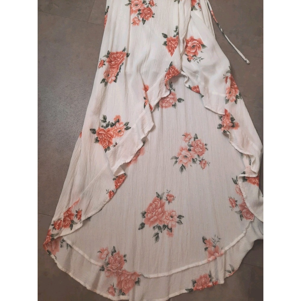 Altar'd State Cream Floral Wrap Midi Dress with Coral Blooms - Picture 7 of 11